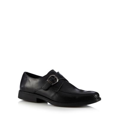 Red Tape Black leather buckle tramline shoes